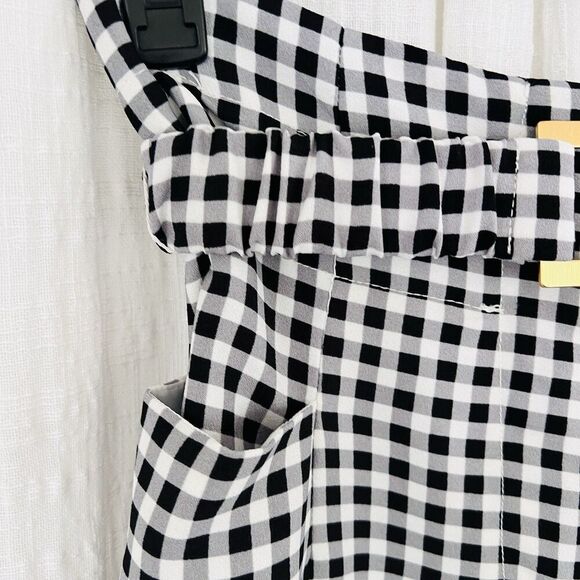 New York & Co 7th Avenue Design Studio BLack & White Checked Belted Pants Medium - Picture 3 of 10